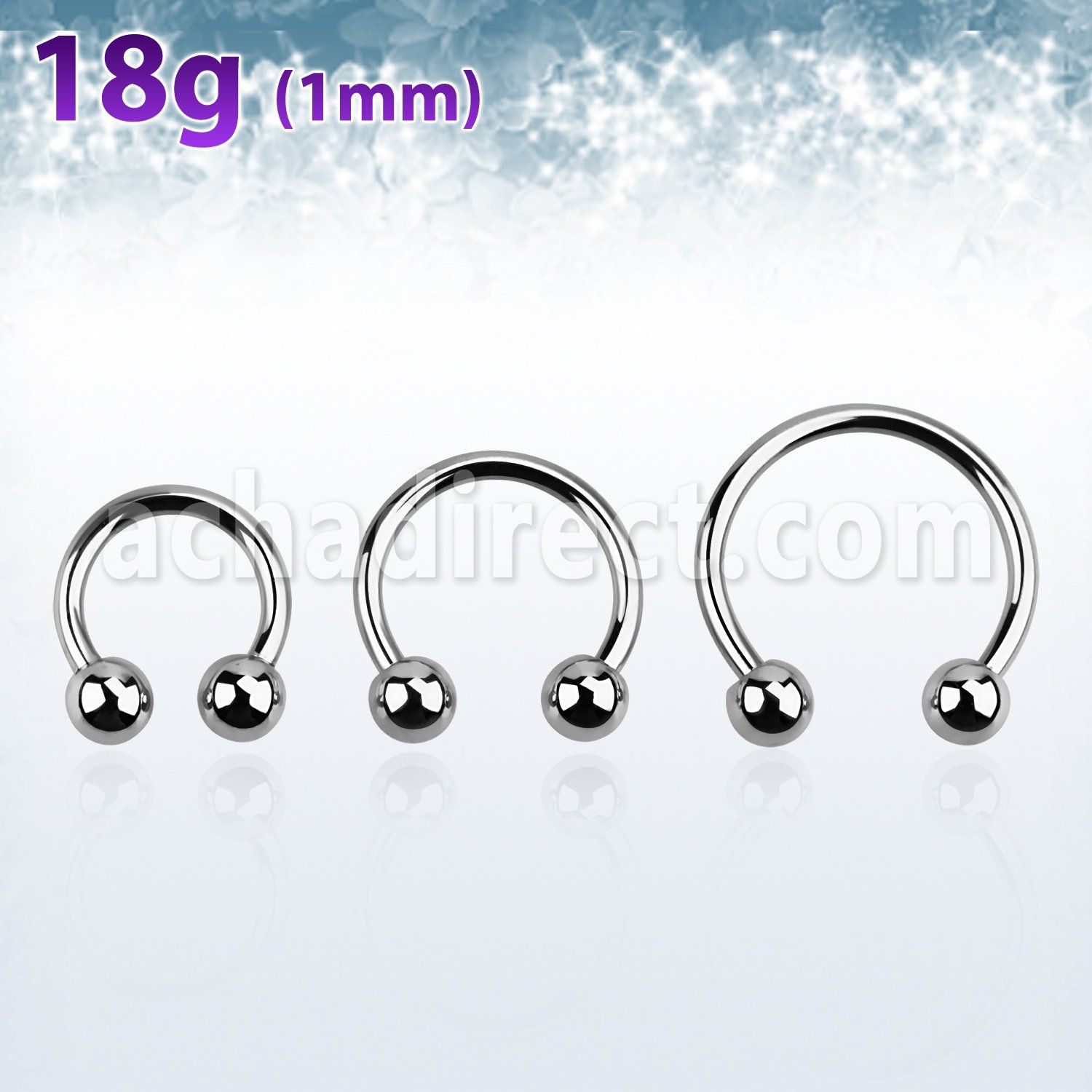 cb18b3 316l steel circular barbell 18g 1mm with 3mm balls