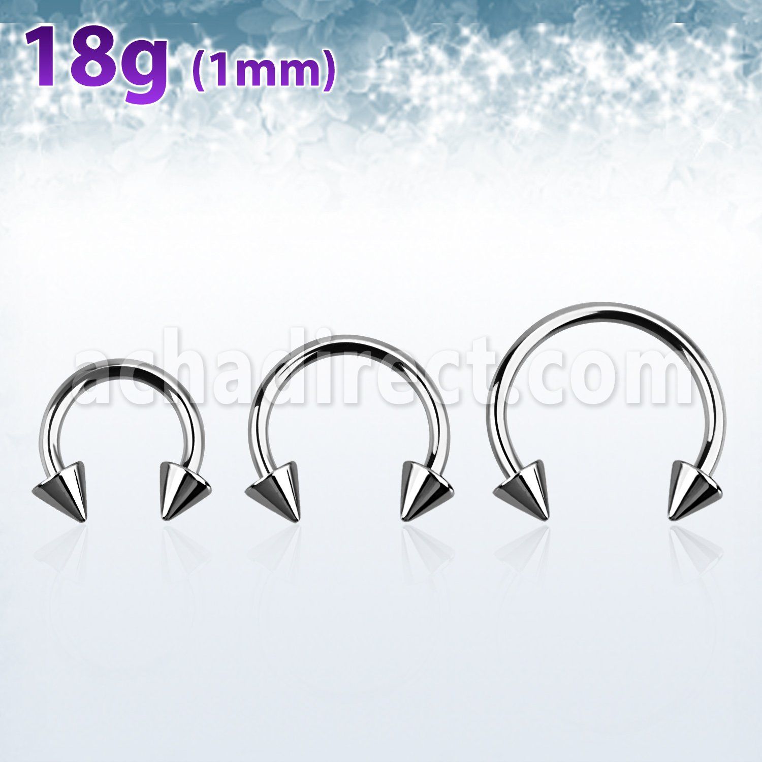 cb18cn3 316l steel circular barbell 18g 1mm with 3mm cones