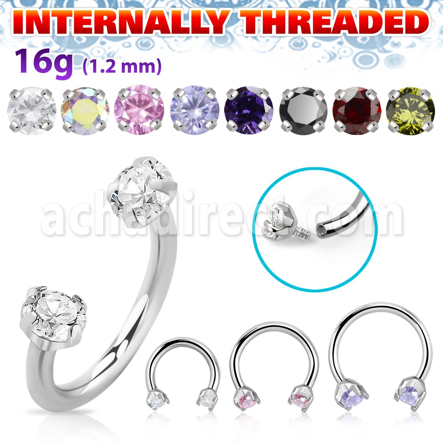 cbe2czin internally threaded steel circular barbell w 2 cz