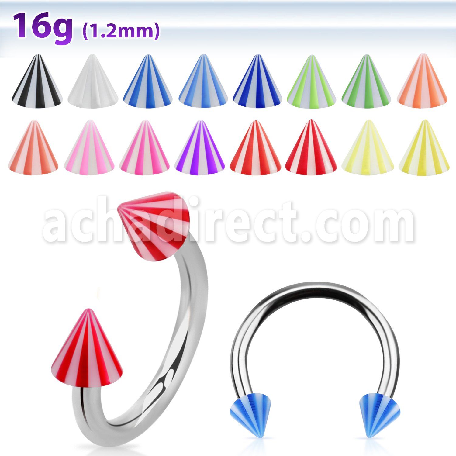 cbeben 316l steel circular barbell with 3mm acrylic beach cone