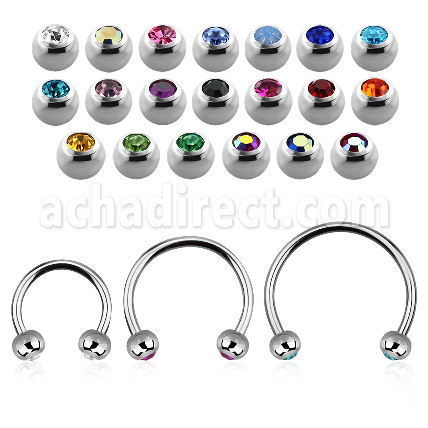 cbejb4l xxl steel circular barbell, 16g w 4mm jewel balls