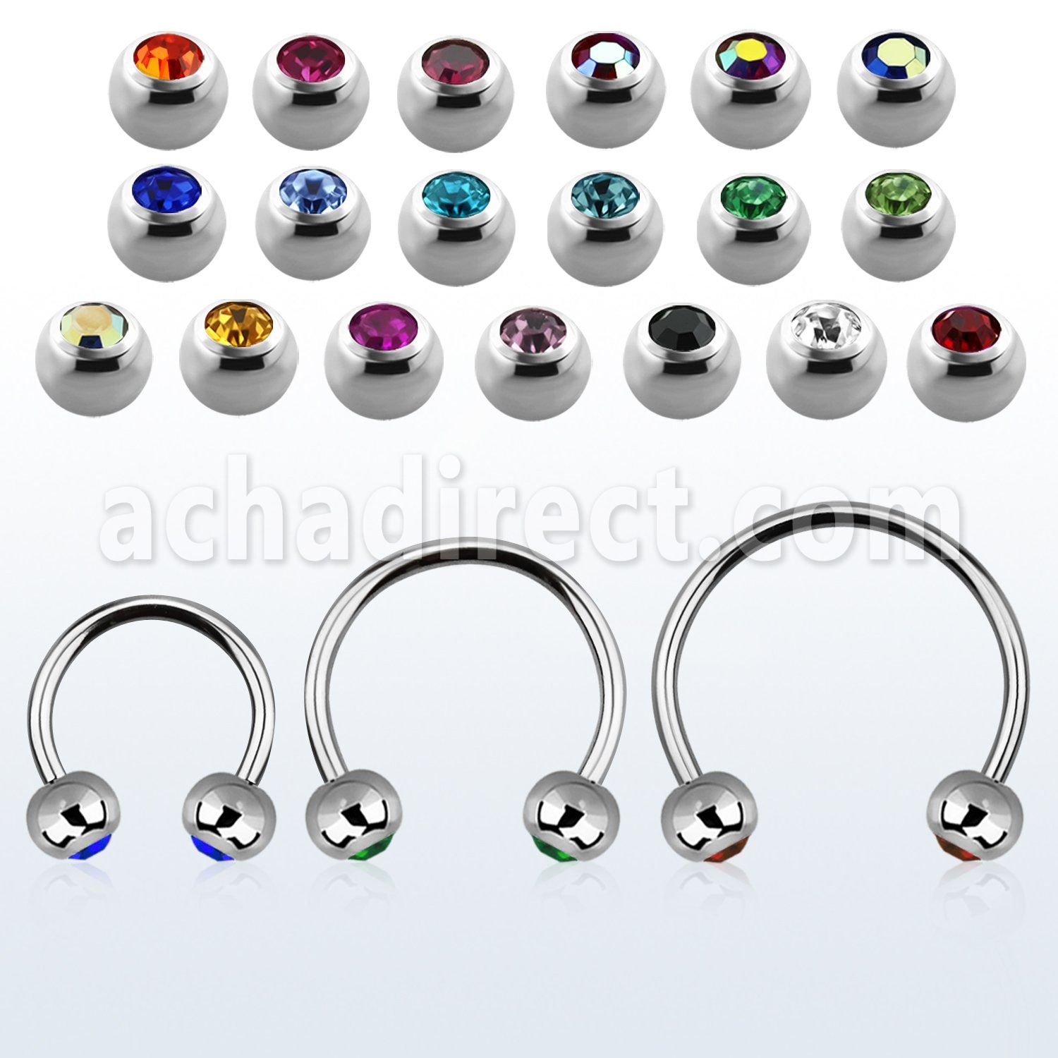 cbejb5l xxl steel circular barbell, 16g w 5mm jewel balls