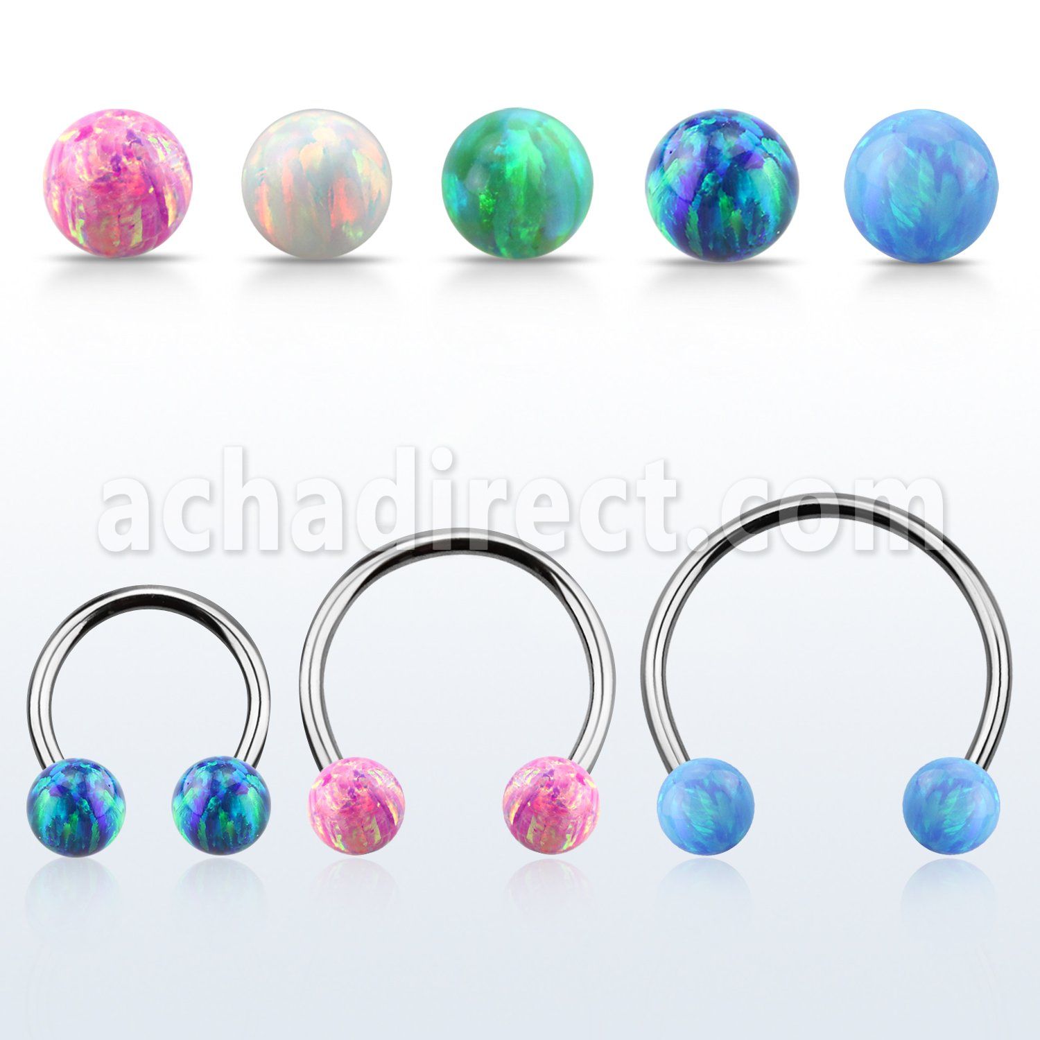 cbeop5l xxl steel circular barbell 16g w 5mm synthetic opal ball