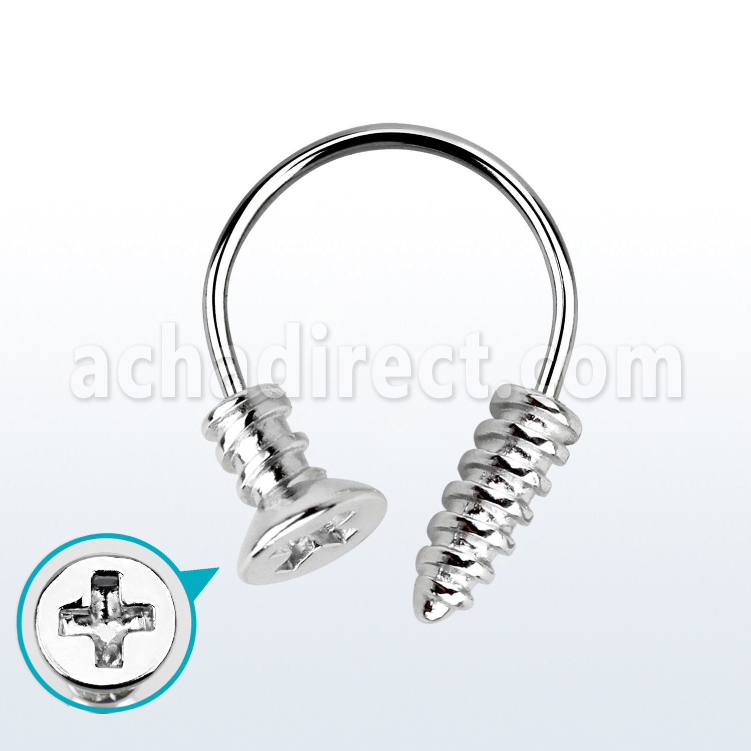 cbescw 316l steel circular barbell with one cross screw top