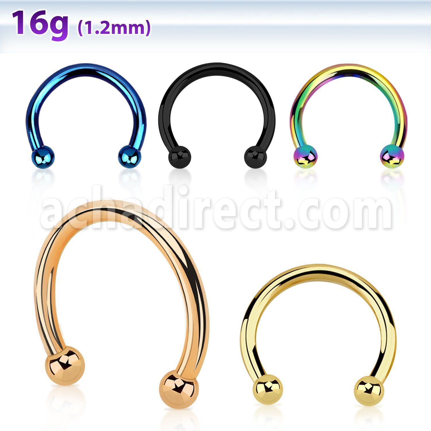 cbetb2 anodized 316l steel circular barbell with 2mm balls
