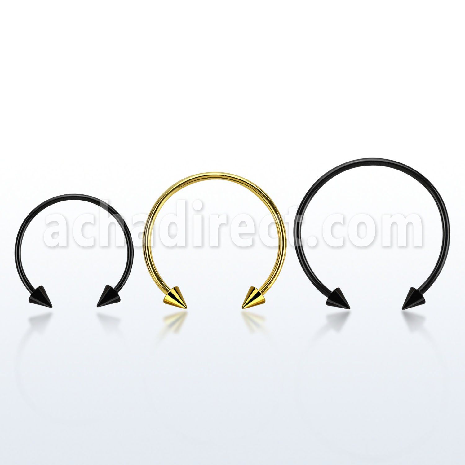 cbmtcn4l xxl anodized steel circular barbell, 14g w 4mm cones