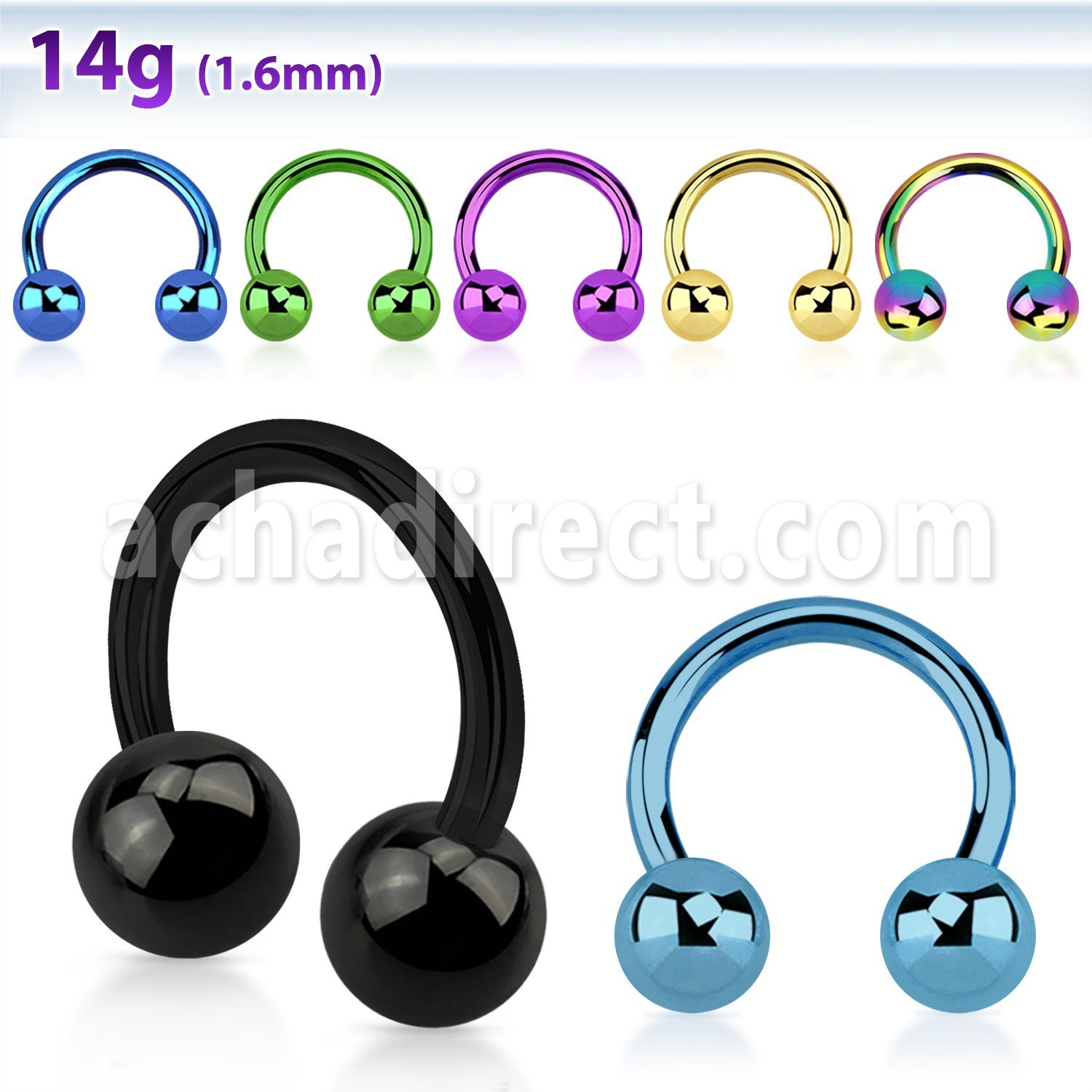 cbtb anodized 316l steel circular barbell with a 5mm ball