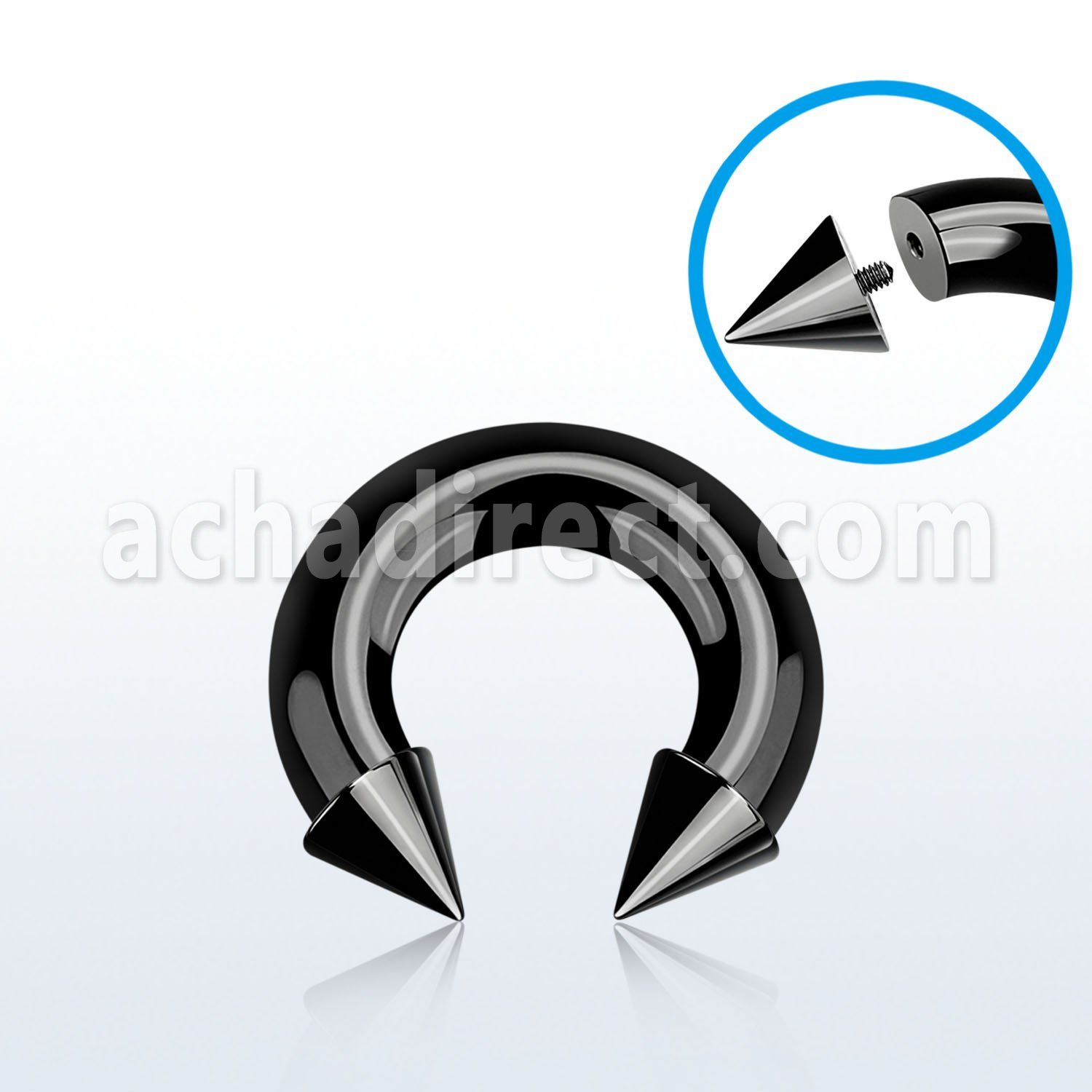 cbtcn0 black pvd plated 316l circular barbell with 10mm cone