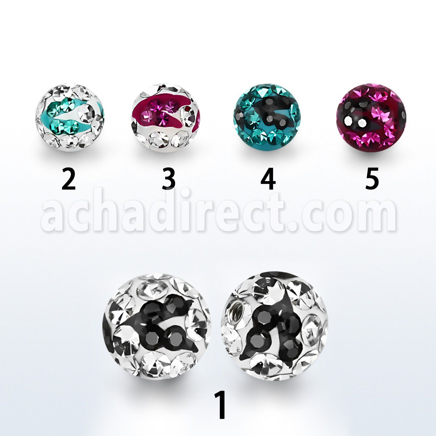 cmfr5 5mm ferido glued multi crystals zebra ball w resin cover