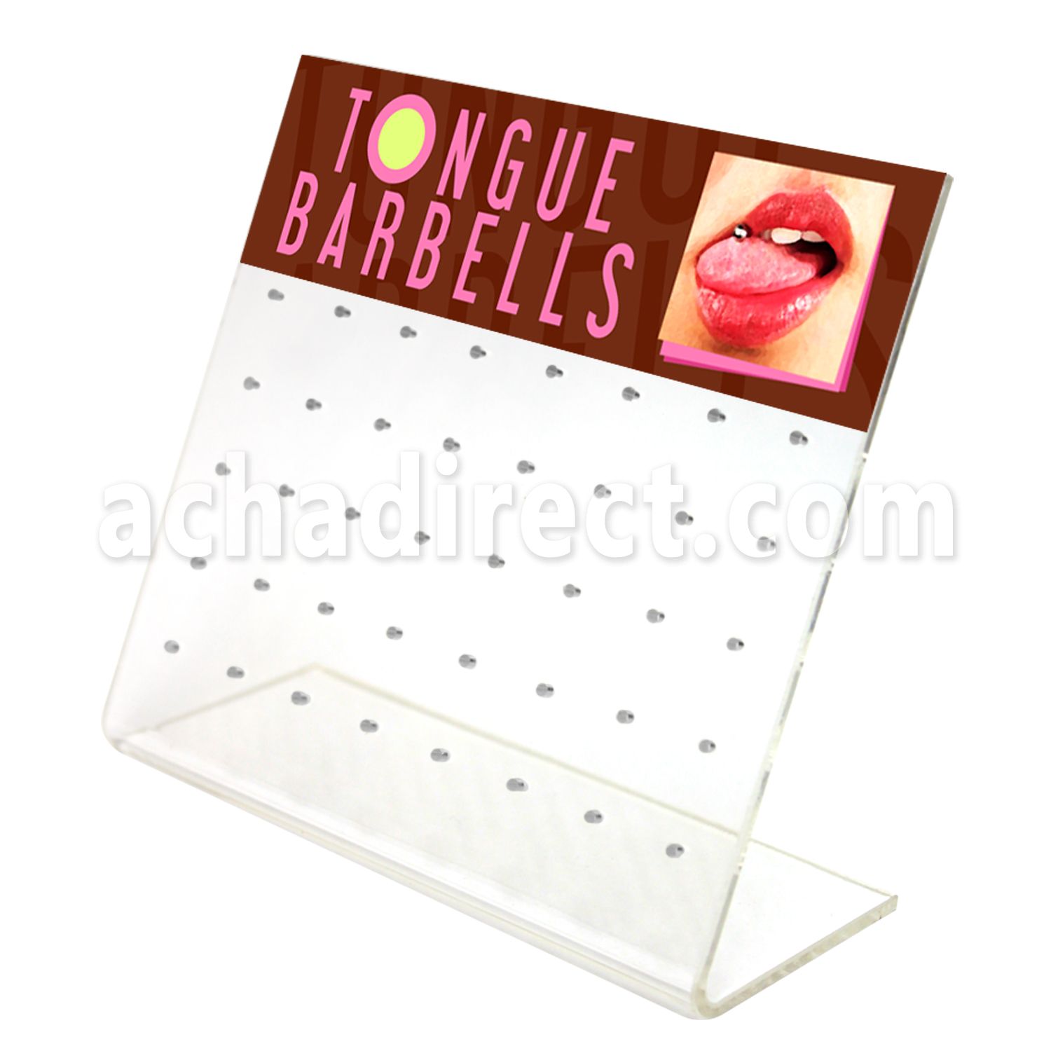 dac40 empty display of tongue piercing with 40 holes