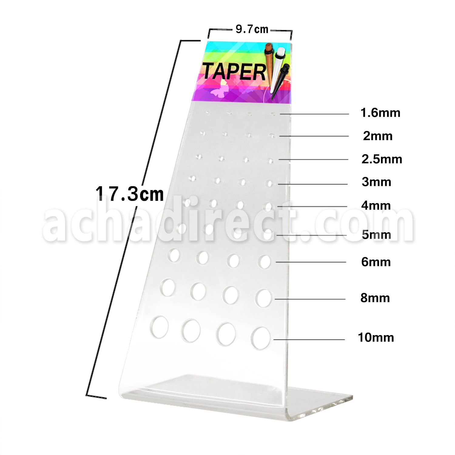 dac71 acrylic empty triangular display for tapers with holes