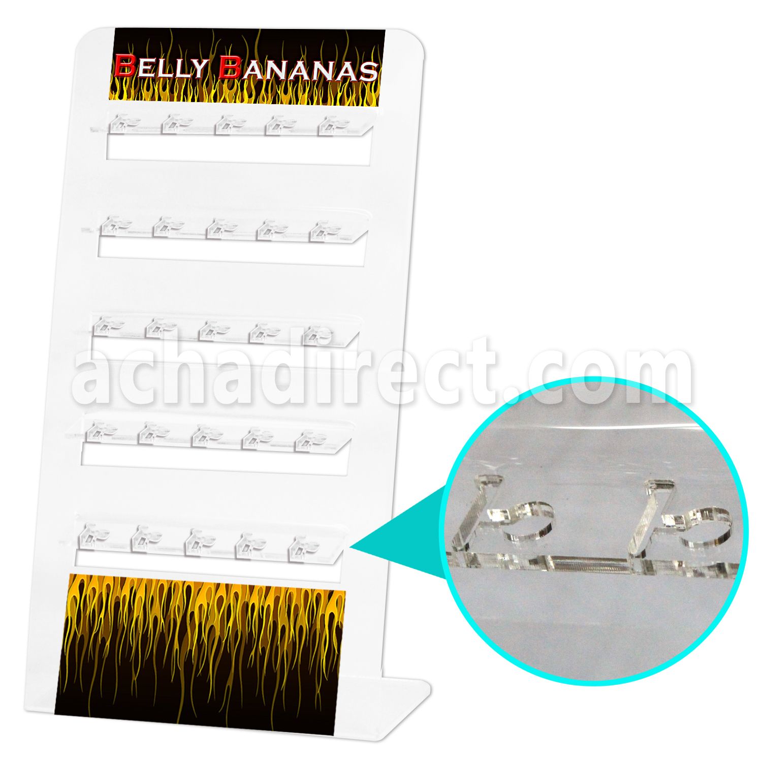 dac83 acrylic empty display for belly banana w easy off hole