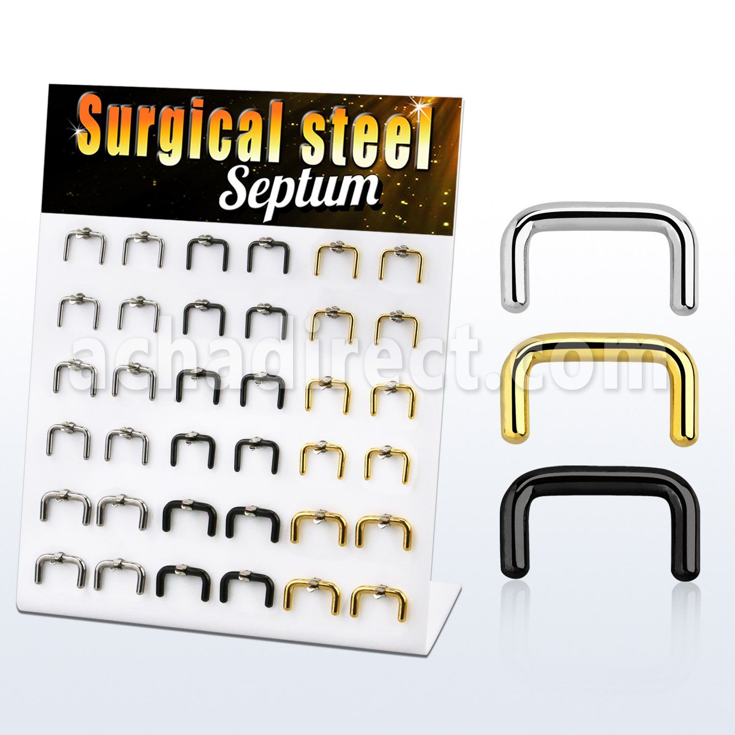 dapg178 display w 316l steel septum retainer in a u shape