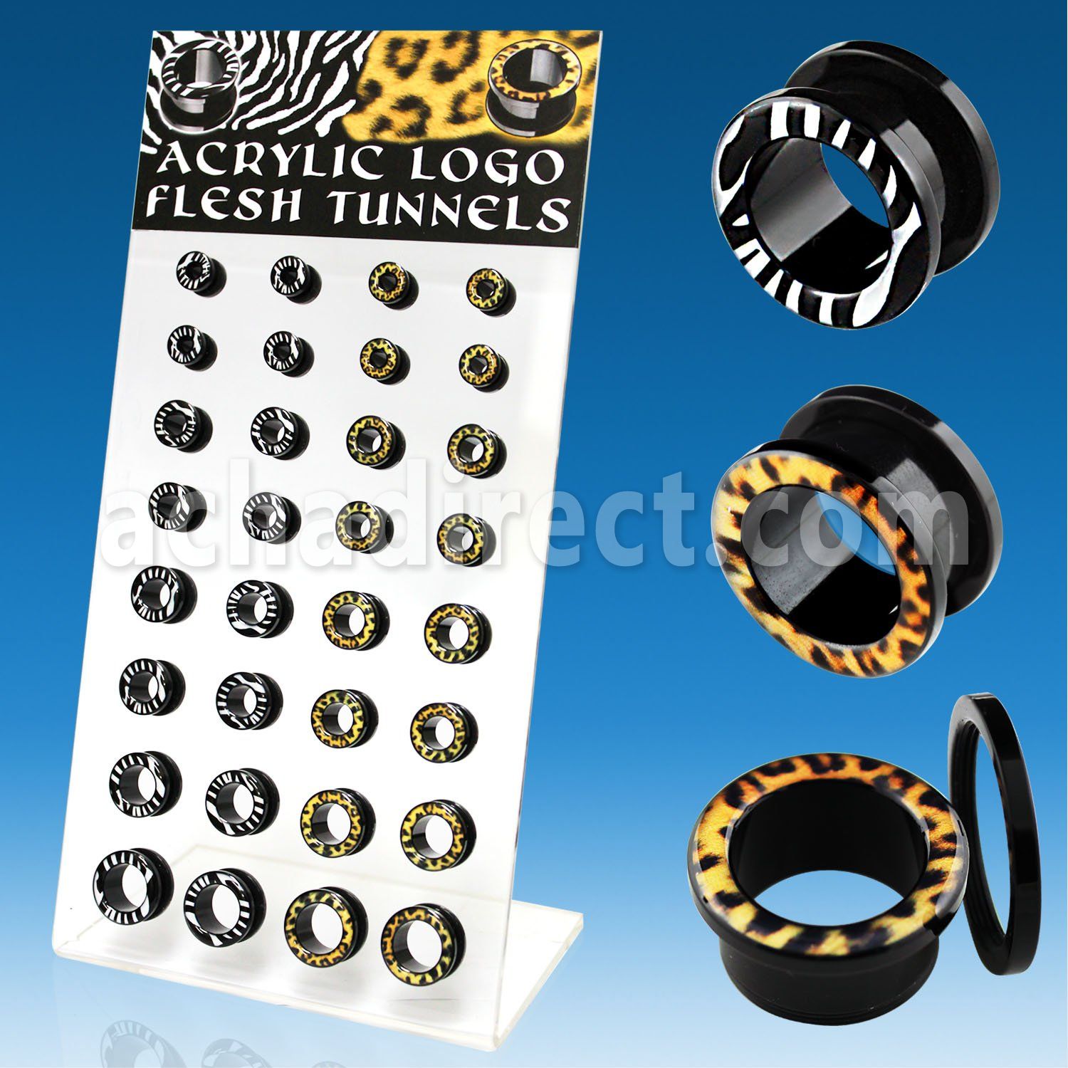 dapg18 board of acrylic flesh tunnel with zebra leopard fur