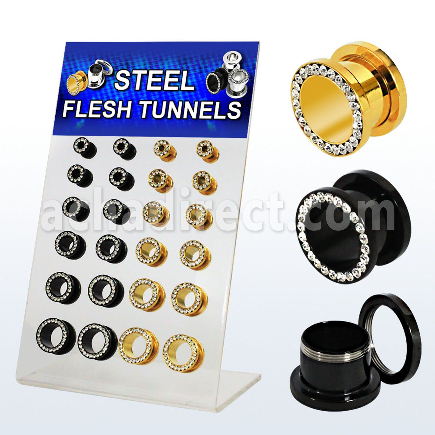 dapg56a board of black gold pvd 316l flesh crystal rim tunnel