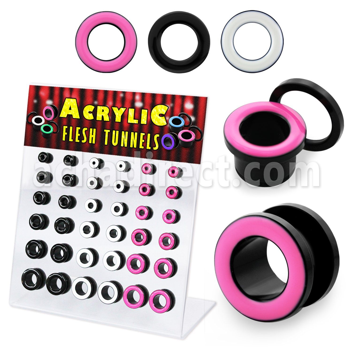 dapg60 board of 4 12mm acrylic screwfit tunnel colored rim