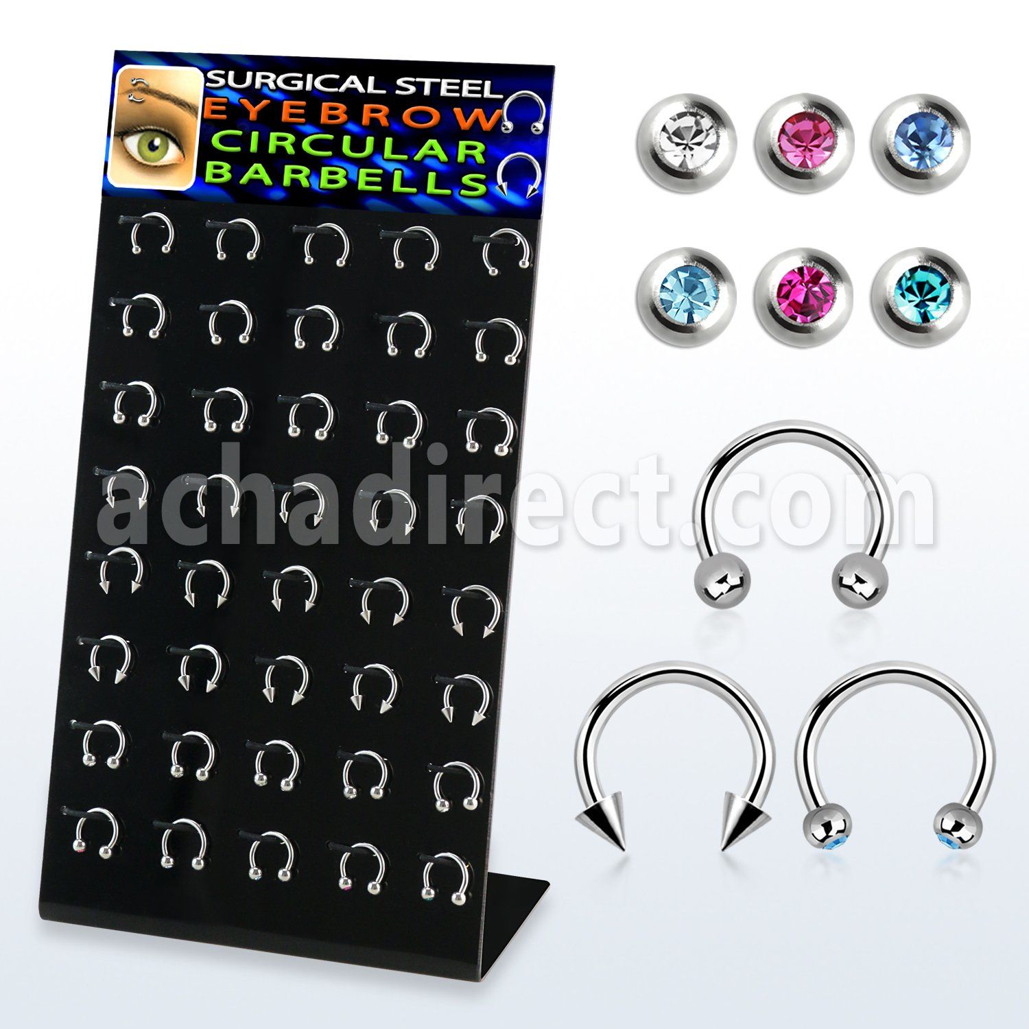 dbjmx5 316l circular barbell with 2 2 5 3mm ball cone jewel