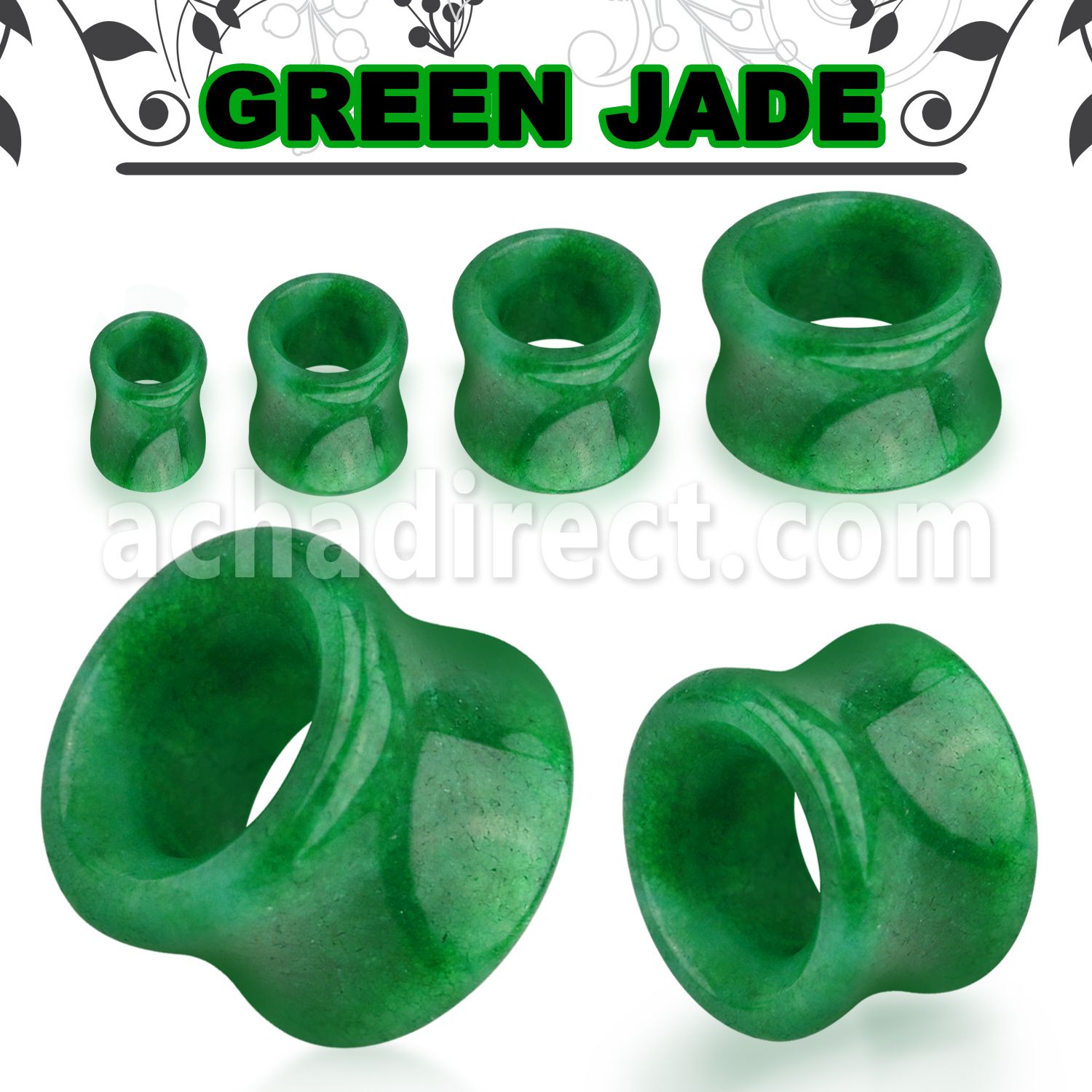 dgsaa real jade double flared stone flesh tunnel