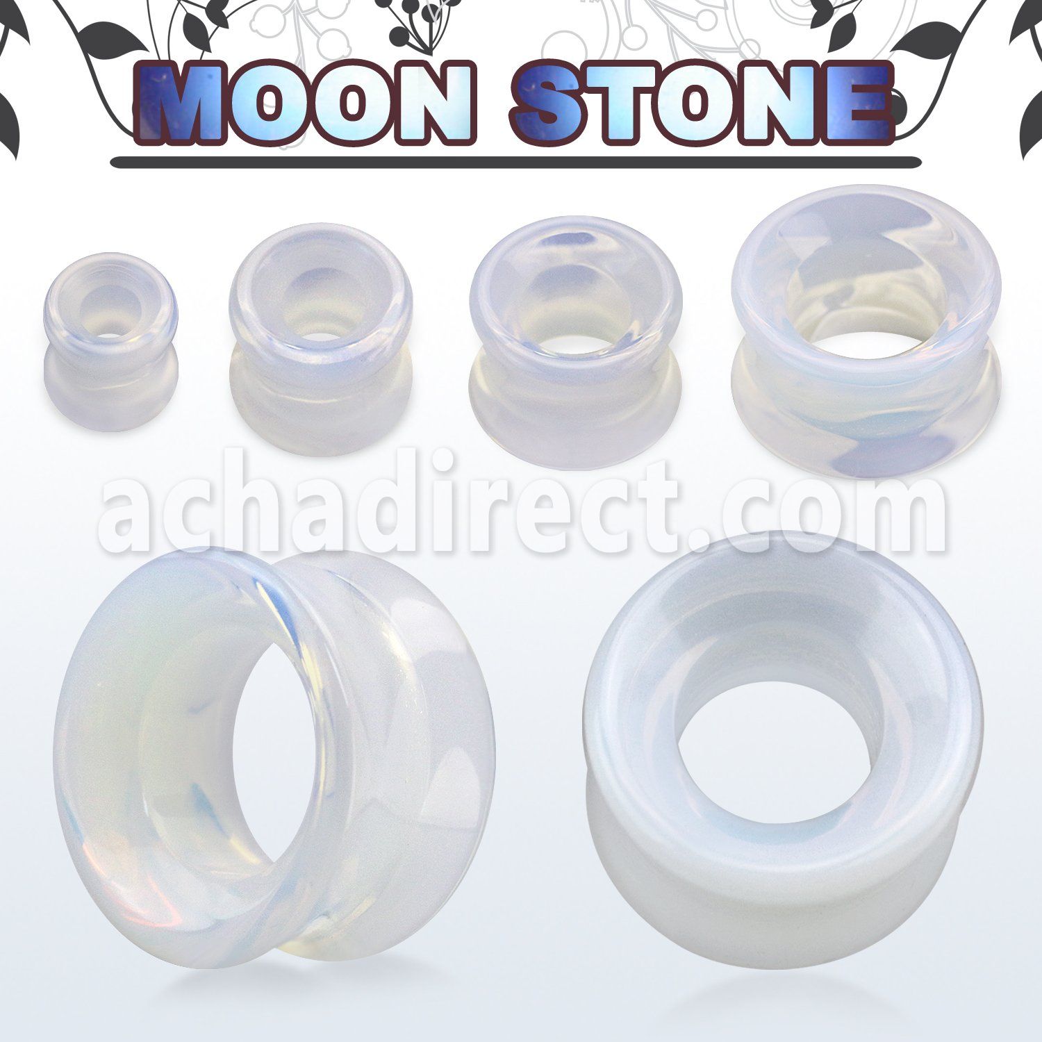 dgsbb real moon double flared stone flesh tunnel