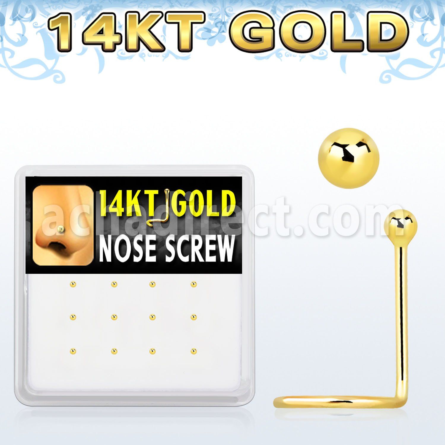 dgsc1 14kt gold nose screw with 1 5mm ball shaped top