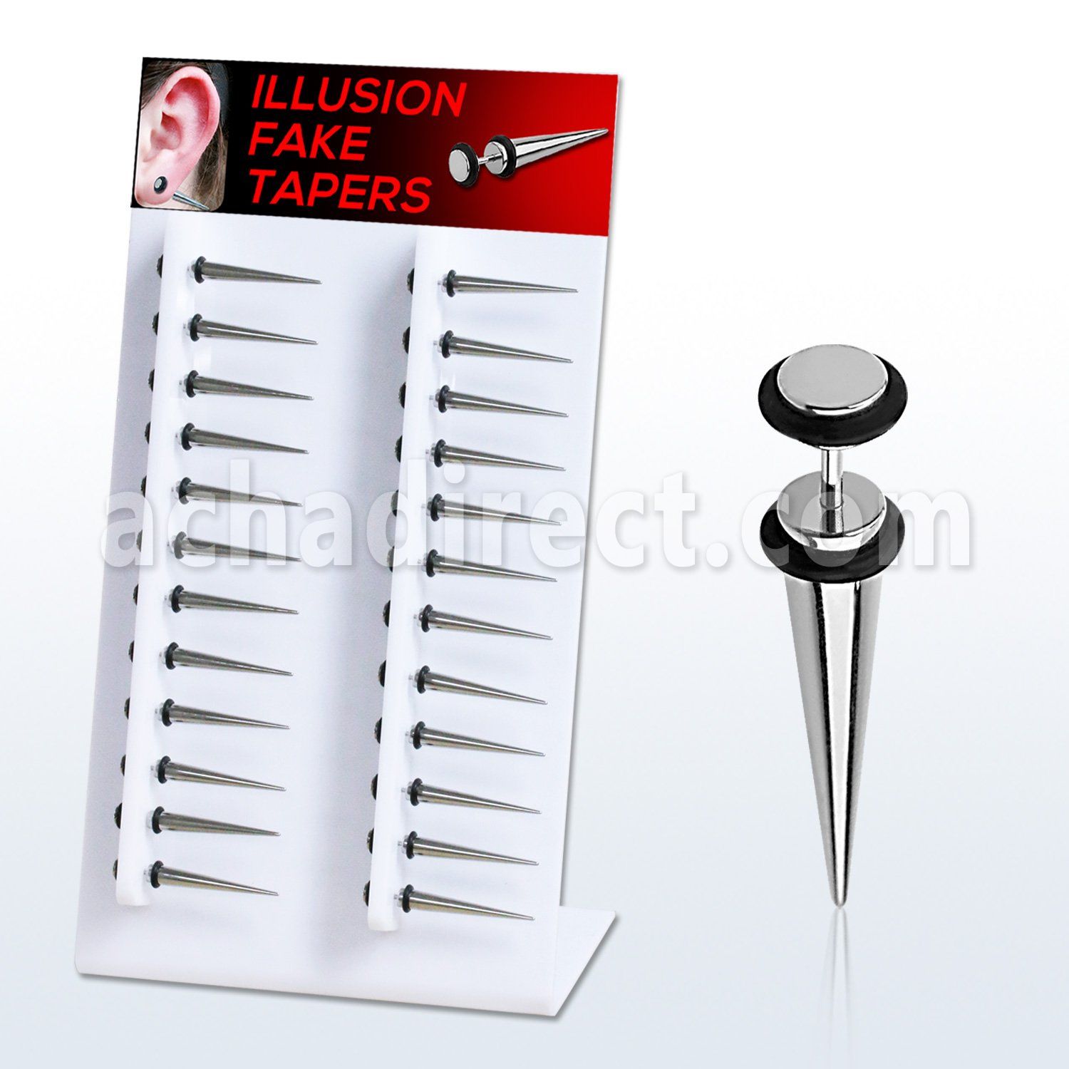 dmitp3 display w 24 pcs. of high polished steel fake tapers