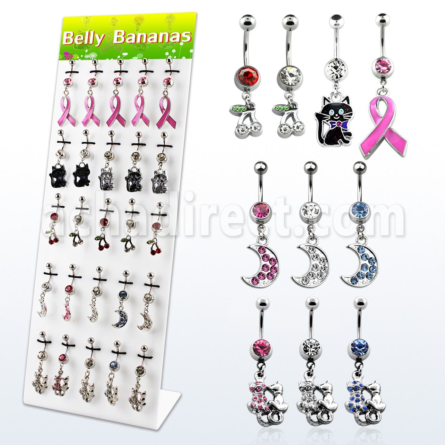 dmix1b box of 316l steel belly banana with assorted danglings