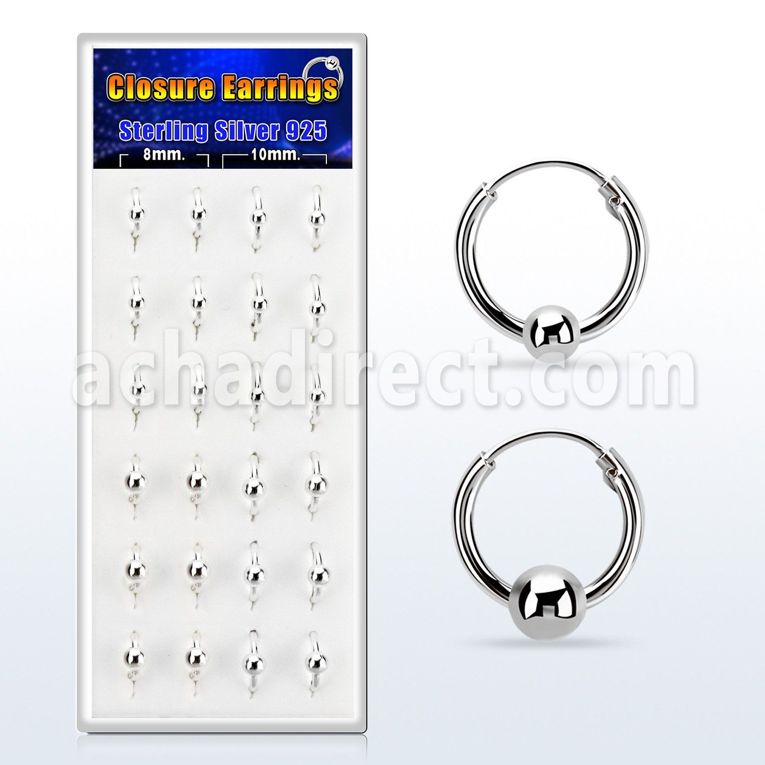dnsm167 box w 12 silver ball closure earrings 16g 3 4mm balls