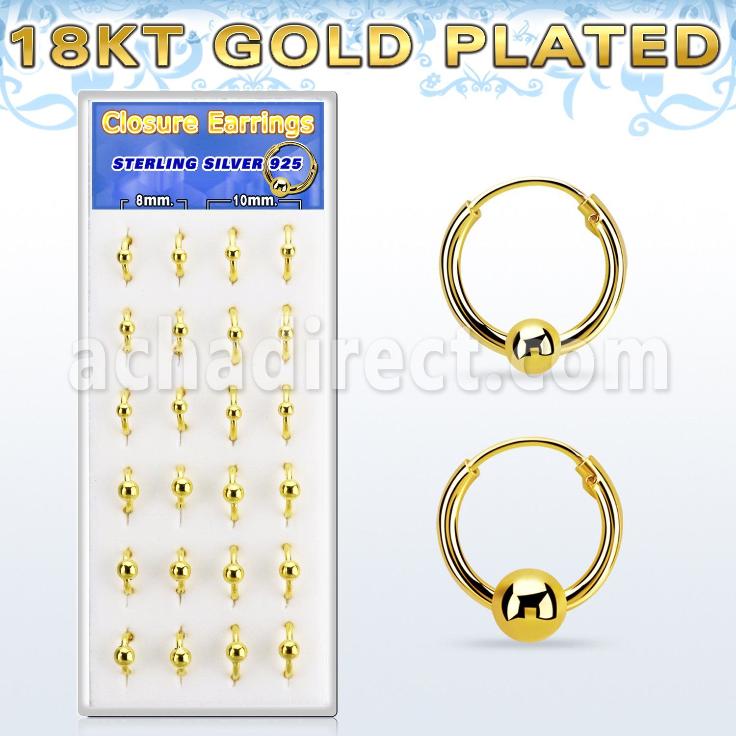 dnsm169 box w 12 gold silver ball closure earring 16g 3 4mm ball