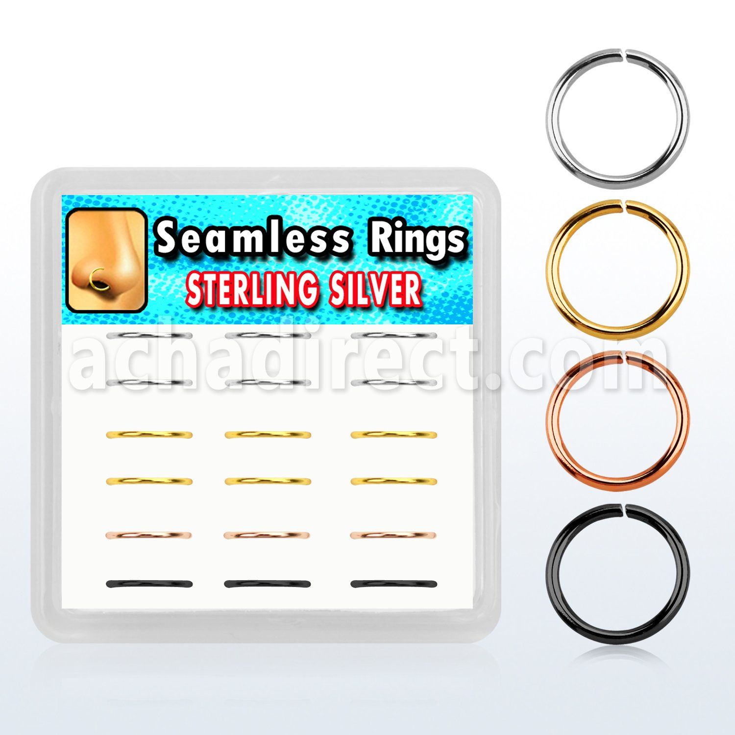 dnsm45 bow w silver seamless nose hoops w assorted plating