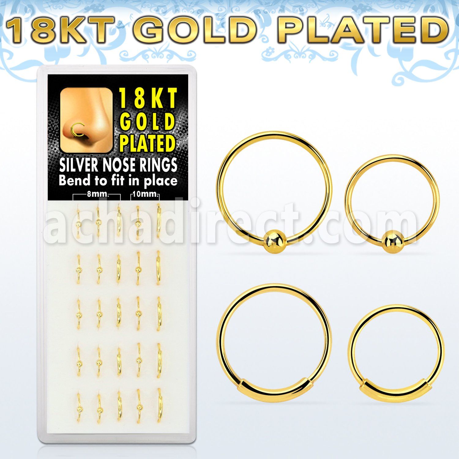 dnsp4 18k gold silver hoop nose rings w ball endless hoops