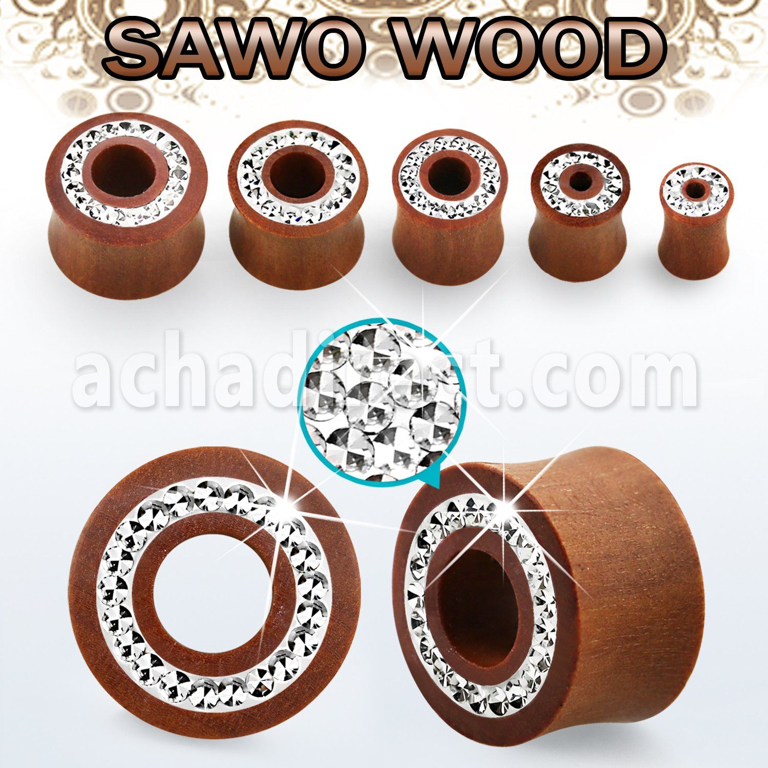 dspmfr sawo wood flesh tunnel w ferido multi crystal front
