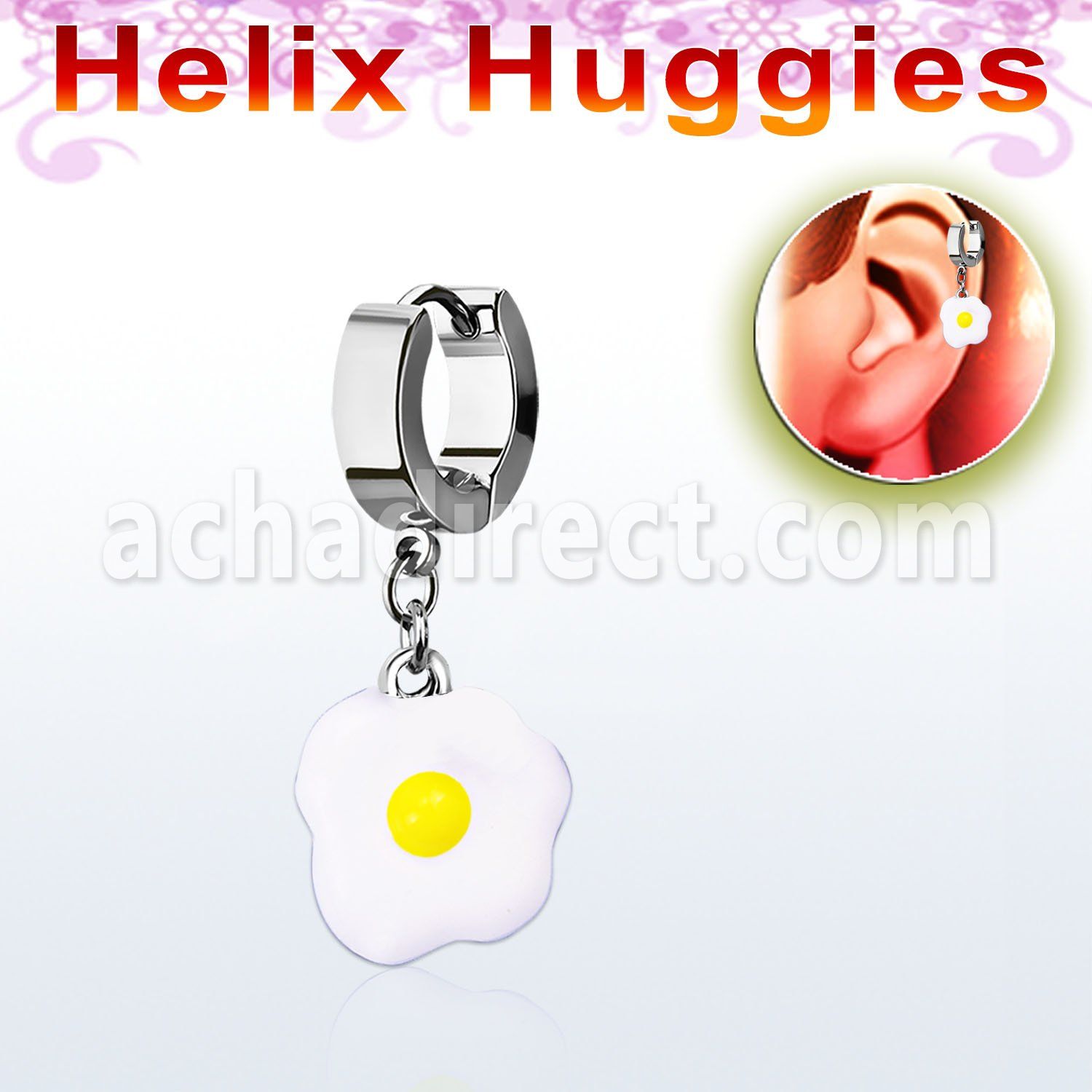 ehh645a helix huggie w a dangling fried egg