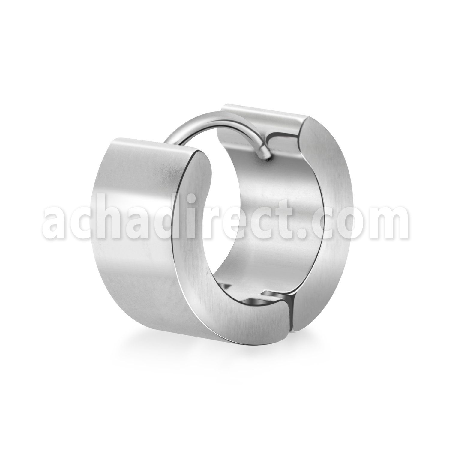 er138 pair of stainless steel wide huggies w matt polish