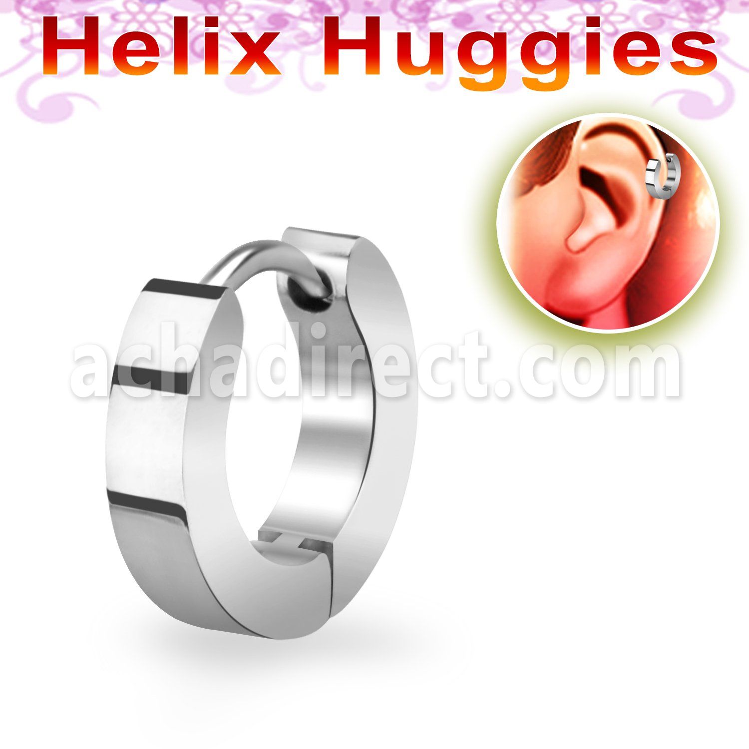 er248h tiny high polished 316l steel helix huggie