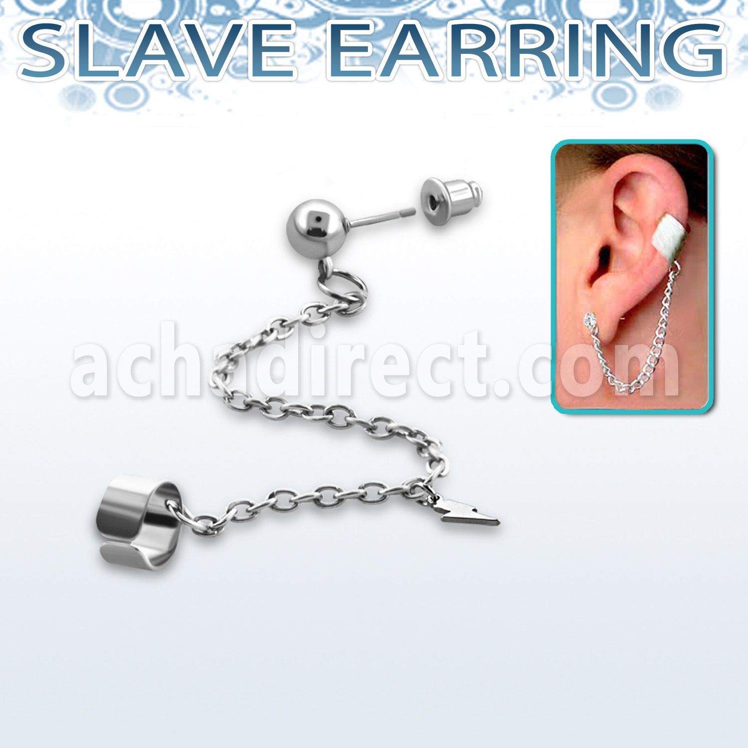 erbdlit stainless steel fake slave helix clip w lightning symbol