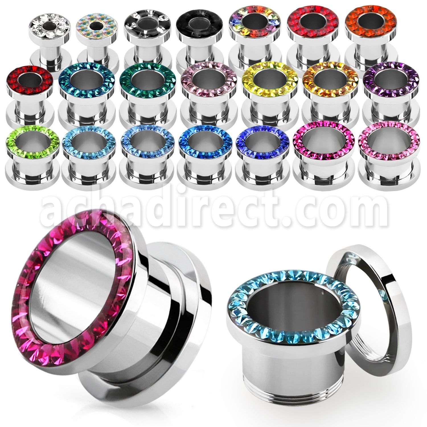 fscpcr 316l steel screw fit tunnel w crystal rim w resin cover