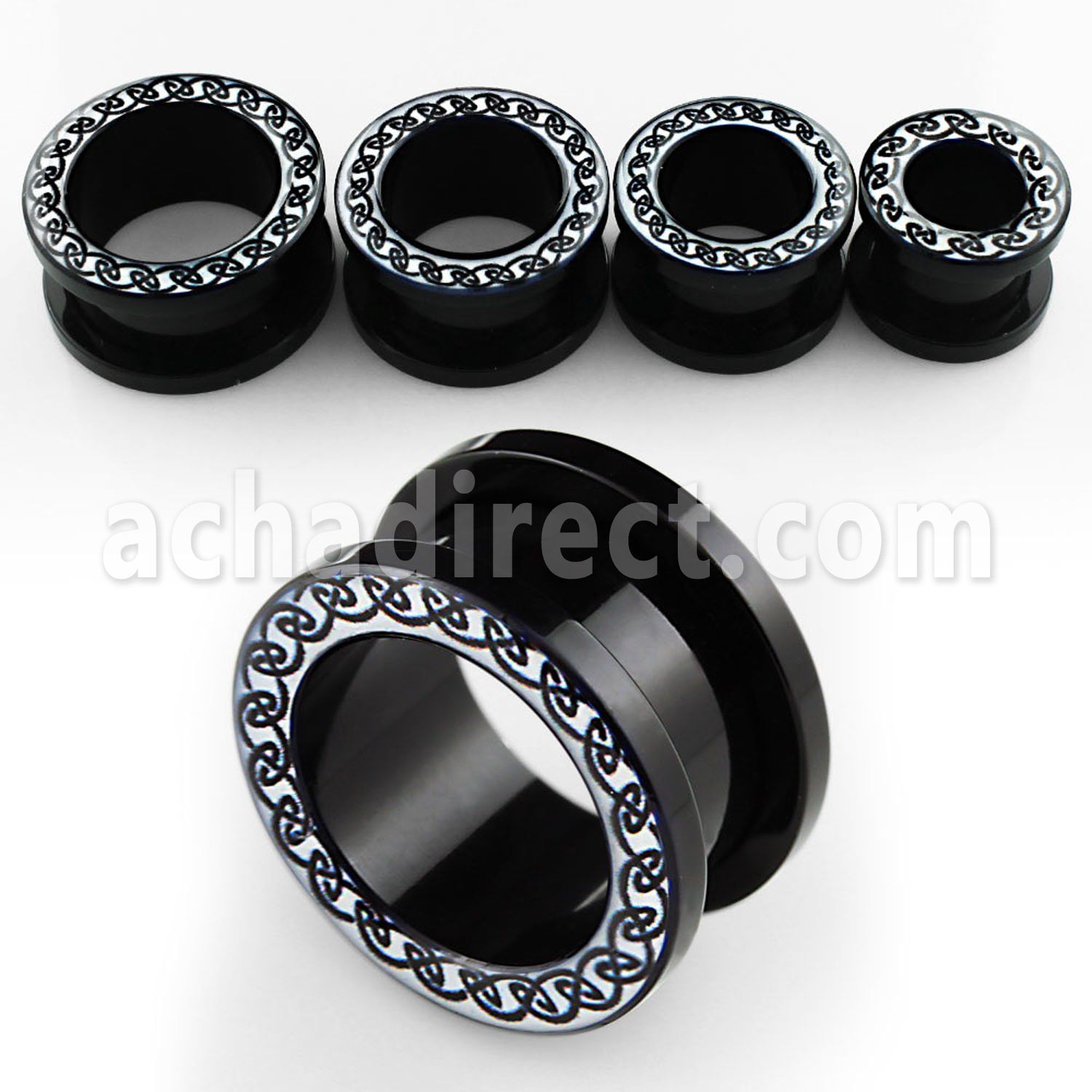 ftaf black acrylic screw fit tunnel with celtic circle logo