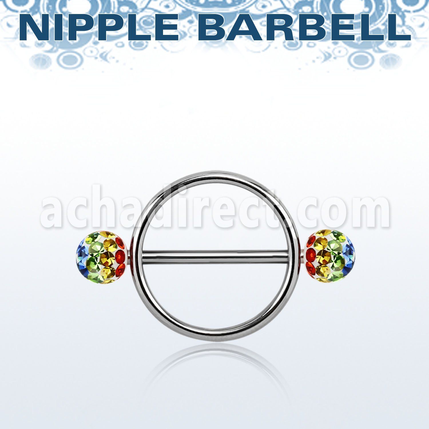 gfrnpe5 316l steel nipple shield w 2 5mm multi crystal balls