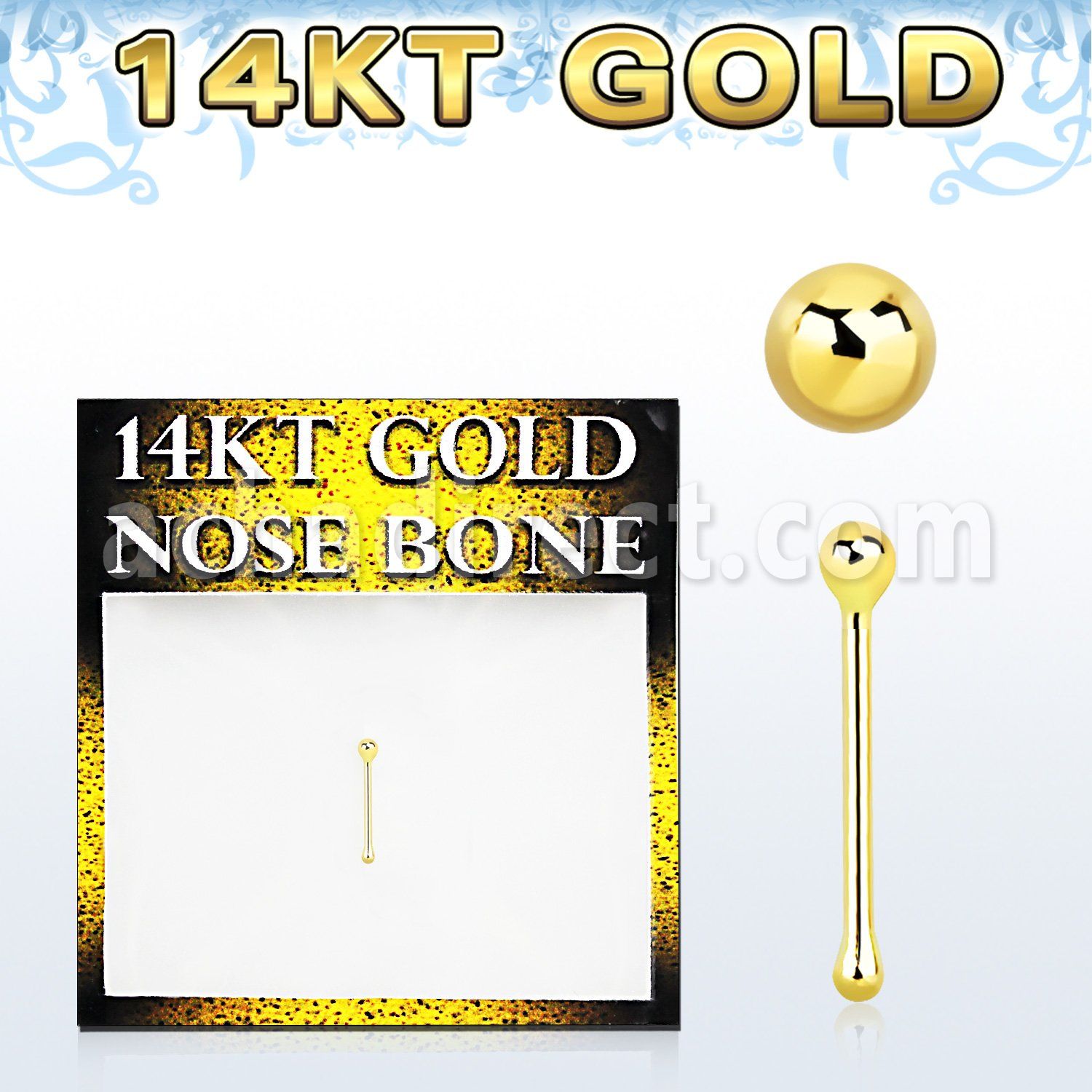 gnbb1 14kt gold nose bone with 1 5mm gold ball top