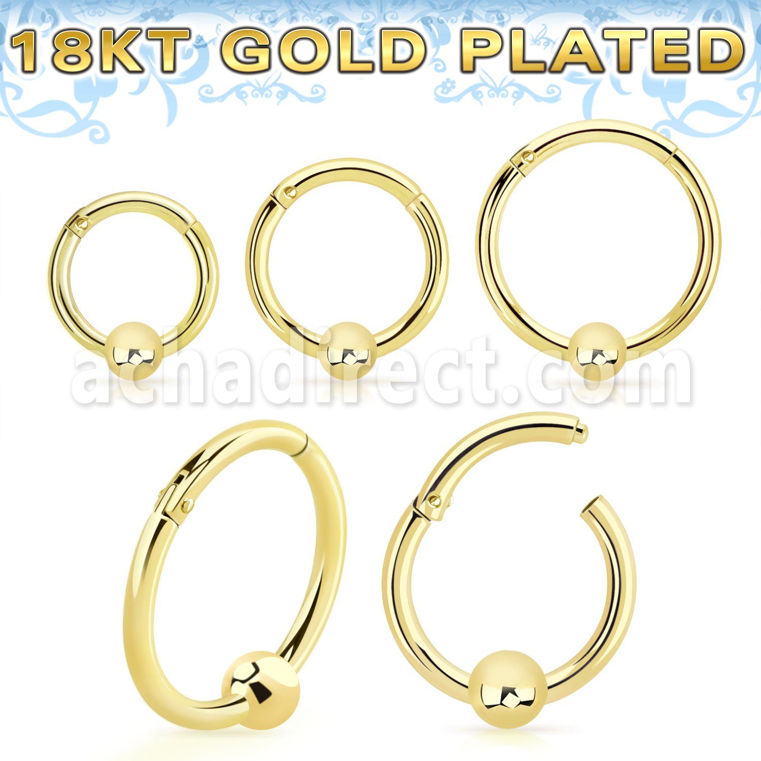 gpsegh16b3 18k gold plated silver hinged segment ring 16g