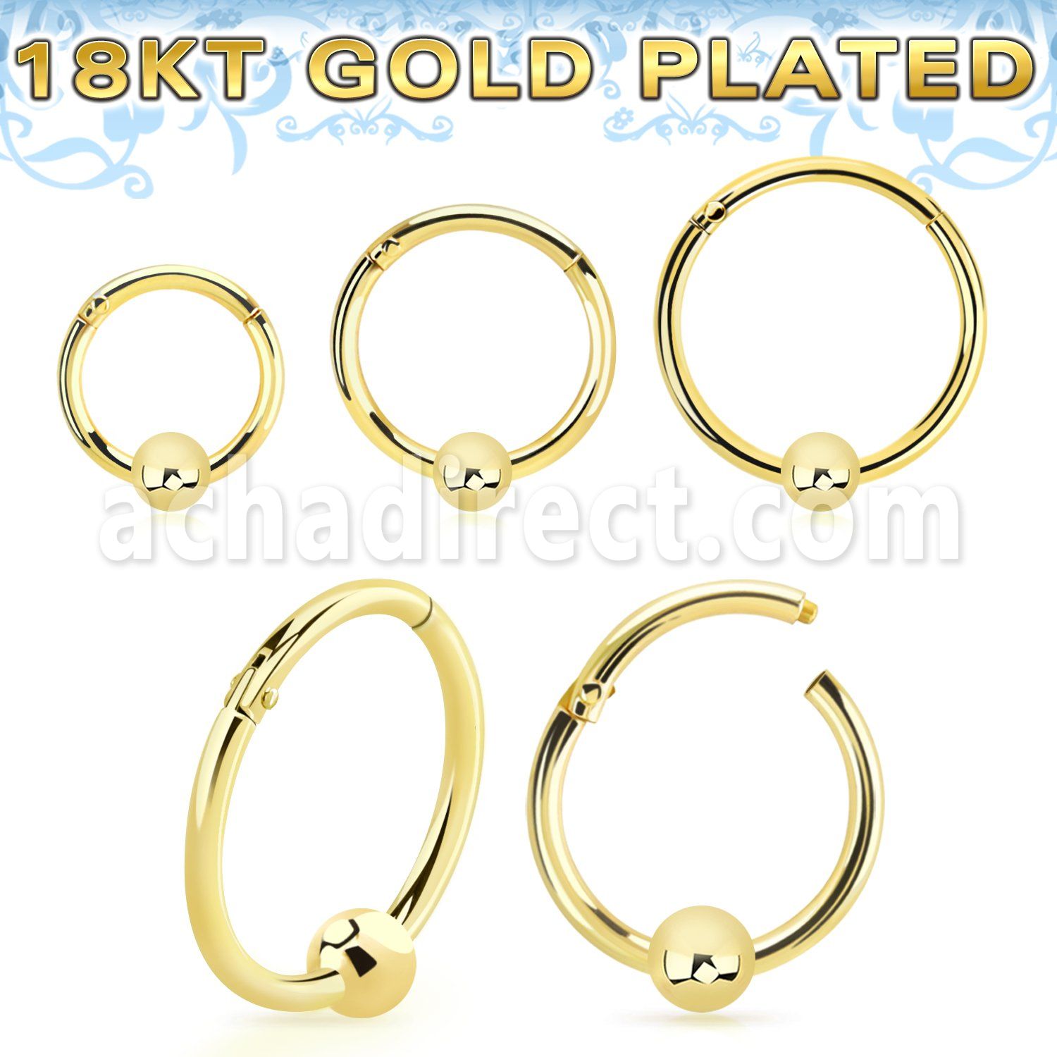 gpsegh18b3 18k gold plated silver hinged segment ring 18g