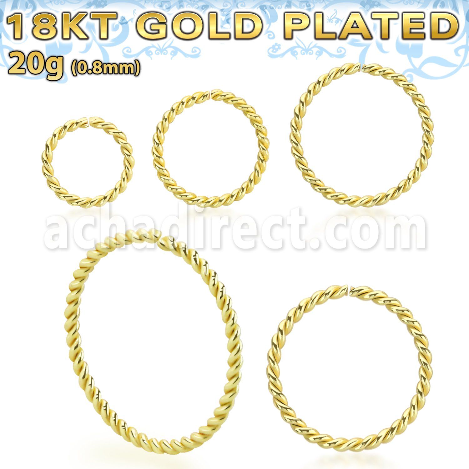 gpselw20 18k gold plated silver seamless ring 20g twisted