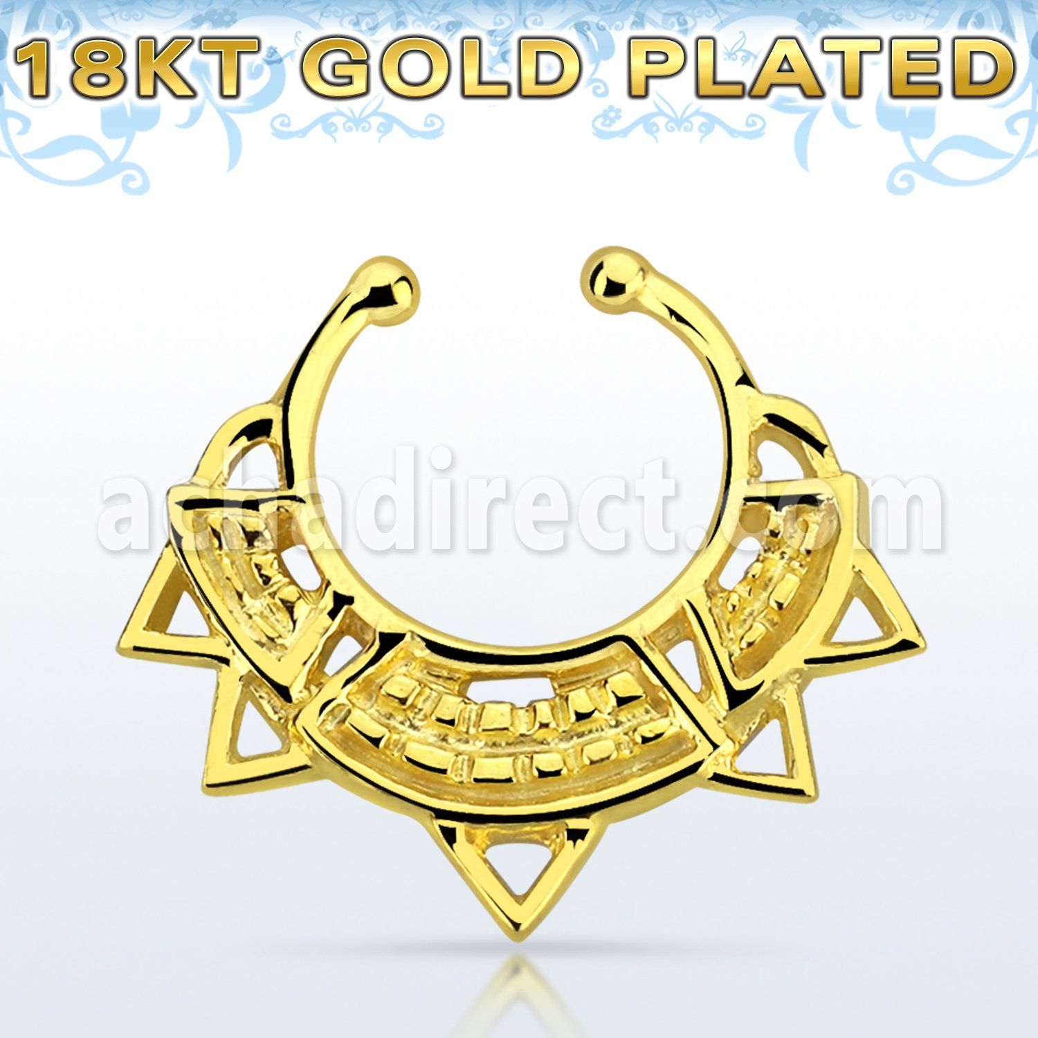 gpsepd10 gold silver fake septum clicker w wide engraved indian 