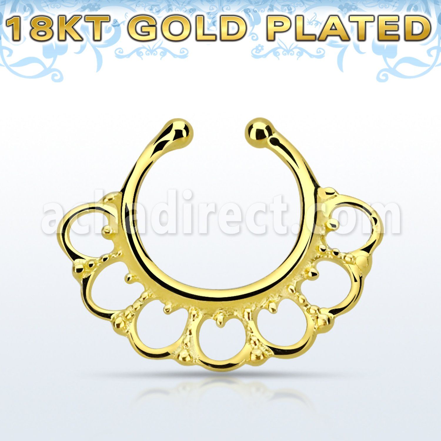gpsepd8 gold plated silver fake septum clicker in a wide indian