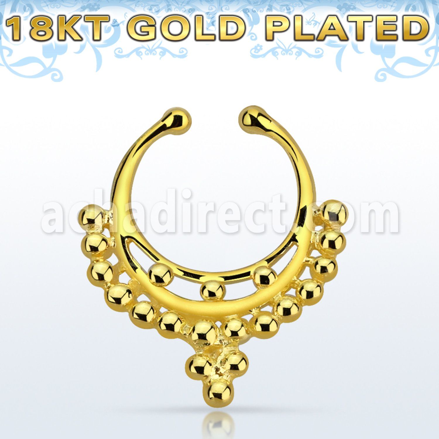 gpsepd9 gold silver fake septum clicker decorated indian 