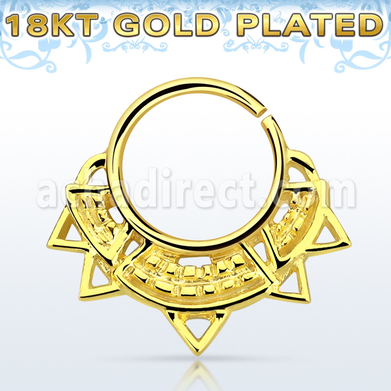 gpsepv10 gold plated silver septum ring w a wide engraved indian
