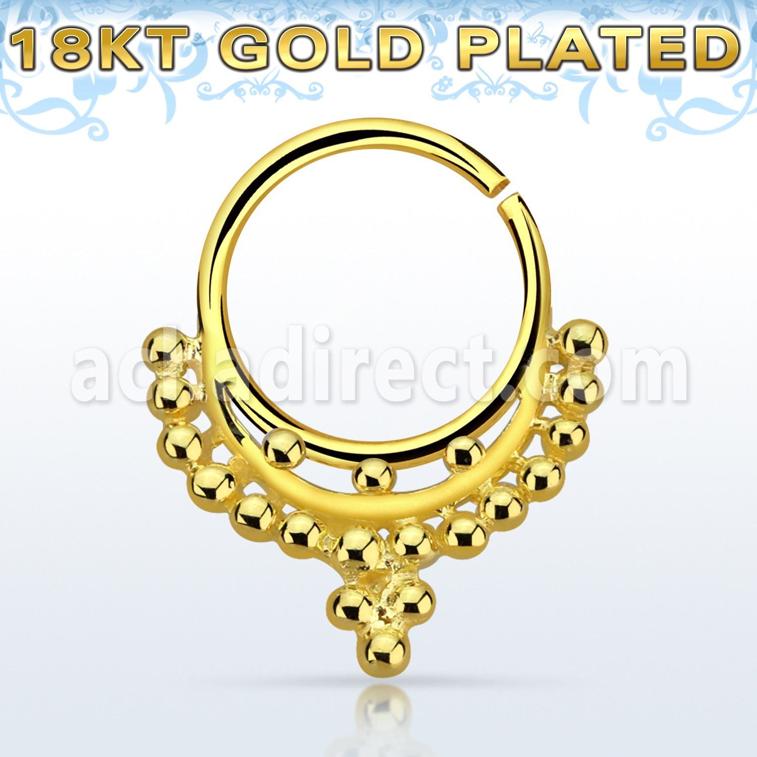 gpsepv9 gold plated silver septum ring w indian inspired design