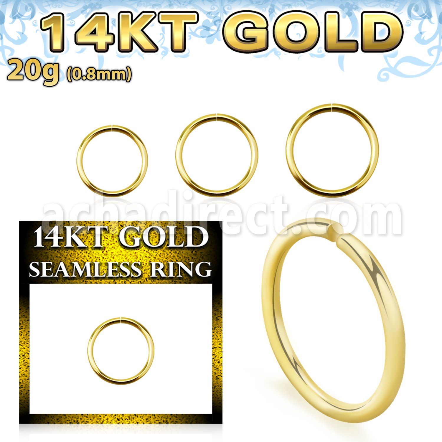 gsel20 solid 14kt gold seamless ring 0 8mm w diameter 8 12mm