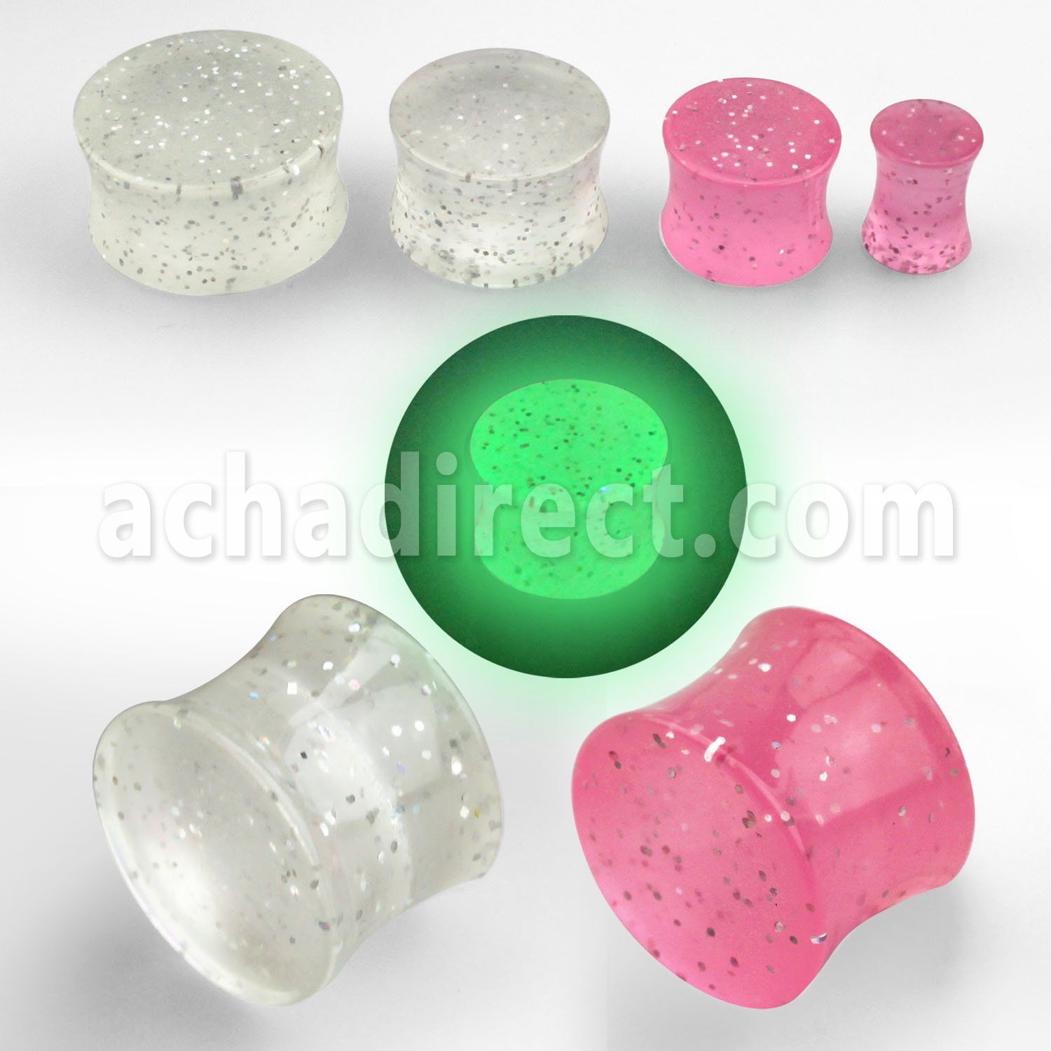 gtpg dual use acrylic plug glitter at day glow at night