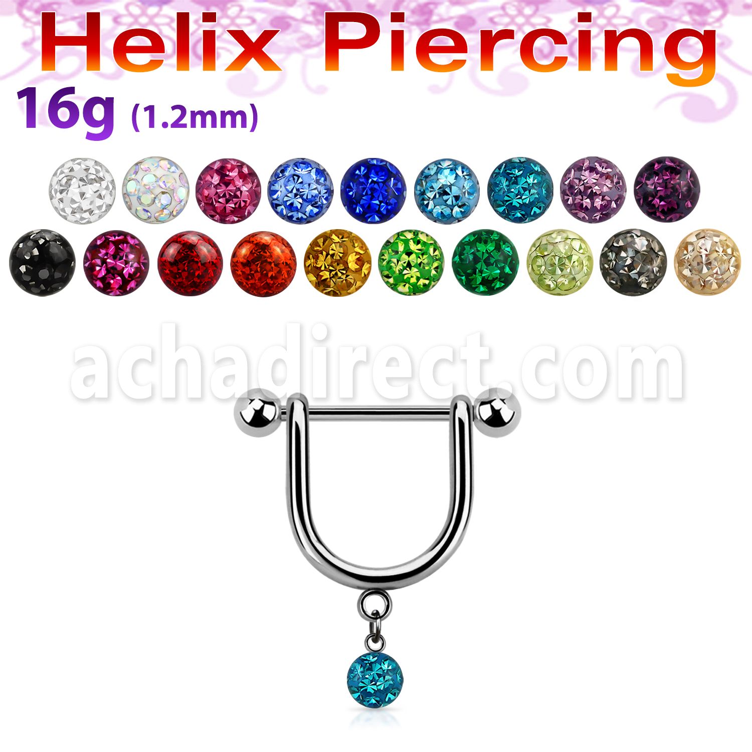 heufr4s 316l steel helix stirrup w 4mm multi crystal ball
